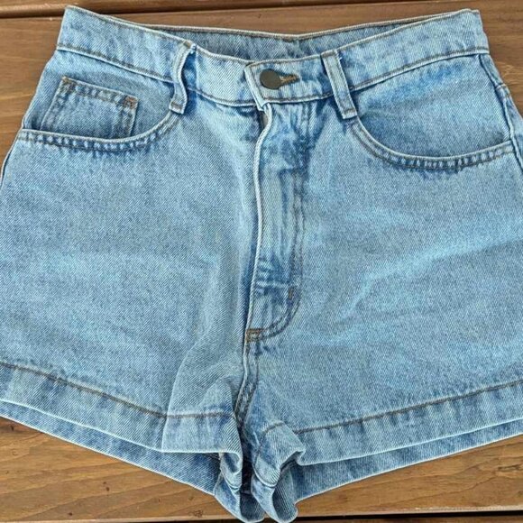 Los Angeles Apparel High Waisted Denim Shorts - Picture 3 of 5